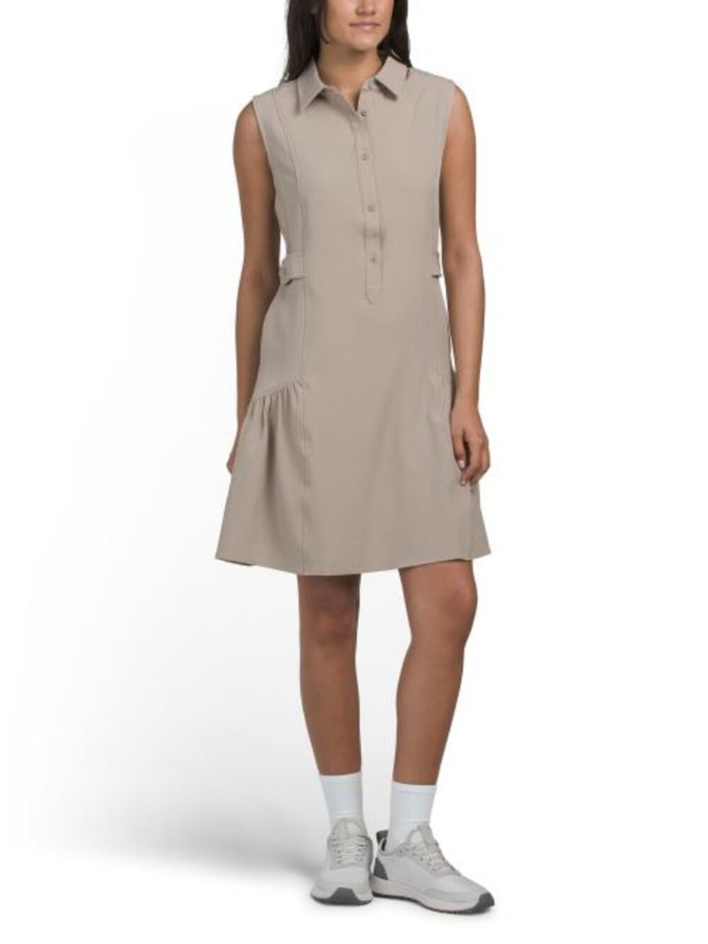 A PUTNAM Button Front Polo Collar Garden Mini Dress